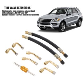 Flexible Extension Tire Valve Adaptor with 45/90/135 Degree Tire Valve Stem Extension for Car Truck Motorhome Trailer RV Include Dually Valve Stem Extenders Valve Core Removal Tool