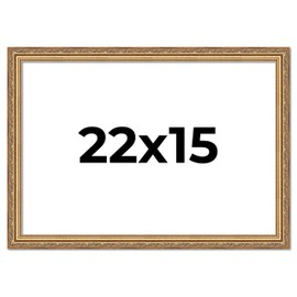 Poster Palooza 22x15 Traditional Antique Gold Complete Wood Picture Frame with UV Acrylic Plexiglass, Foam Board Backing & Hardware Included