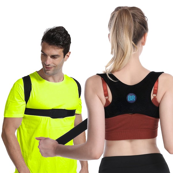 BR Posture Supporter (Supervised by Judo The), Posture Belt, Back Muscle Belt, Easy to Put On and Take Off, Unisex, Breathable, Large Size, Elastic Type, Stoops, Waist, Shoulder Blade Supporter, L Size