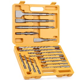 TGFTGF 17-Piece SDS Plus Rotary Hammer Drill Bits and Chisel Set, YG8C Carbide Tips, SDS Plus Bits, Masonry Drill Bit Set for Concrete, Brick and Stone, with Storage Case, Ideal Tool for DIY, Home