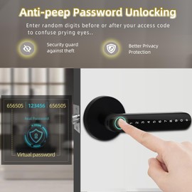 Zhuofeiya Smart Door Knob Lock - 5-in-1 Keyless Entry with Fingerprint, Keypad, APP Control, IC Cards & Backup Keys | Wood Door Compatible for Bedroom, Office, Apartment