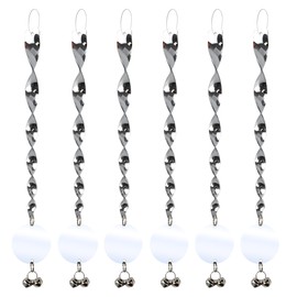 Bird Scare Rods, Silver Hanging Plastic Bird Deterrent Device with 6 Reflective Discs + 6 Scare Rods Set, Wind-Driven Rotating Reflective Scare Rods to Keep Birds Away from House Windows, Garden Yard