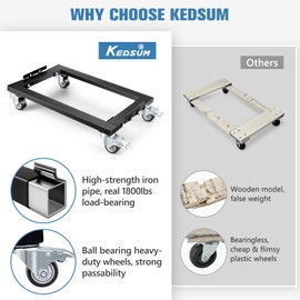 KEDSUM Heavy Duty Furniture Dolly, 1800LBS/PC Moving Dolly with Iron Pipes Reinforced Frame, 24 in. x 16 in. Mover for Moving Furniture, Appliances,2 Pack