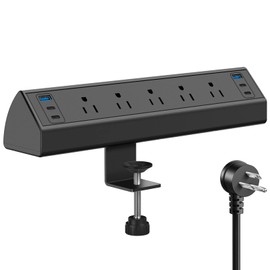 Jgstkcity Desk Clamp Power Strip USB C,40W Total Fast Charging Station,4 PD 20W USB C Ports,Desk Edge Mount Surge Protector,5 Outlets,Fit 1.96" Tabletop Edge,ETL Listed