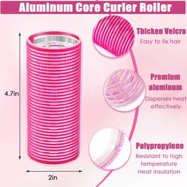 WILLBOND 8 Pcs Long Hair Rollers for Bangs Aluminum Core Curlers Thermal 4.7 x 2 Inch Self Grip Roller for Long and Medium Jumbo Hair Women Hairstyle