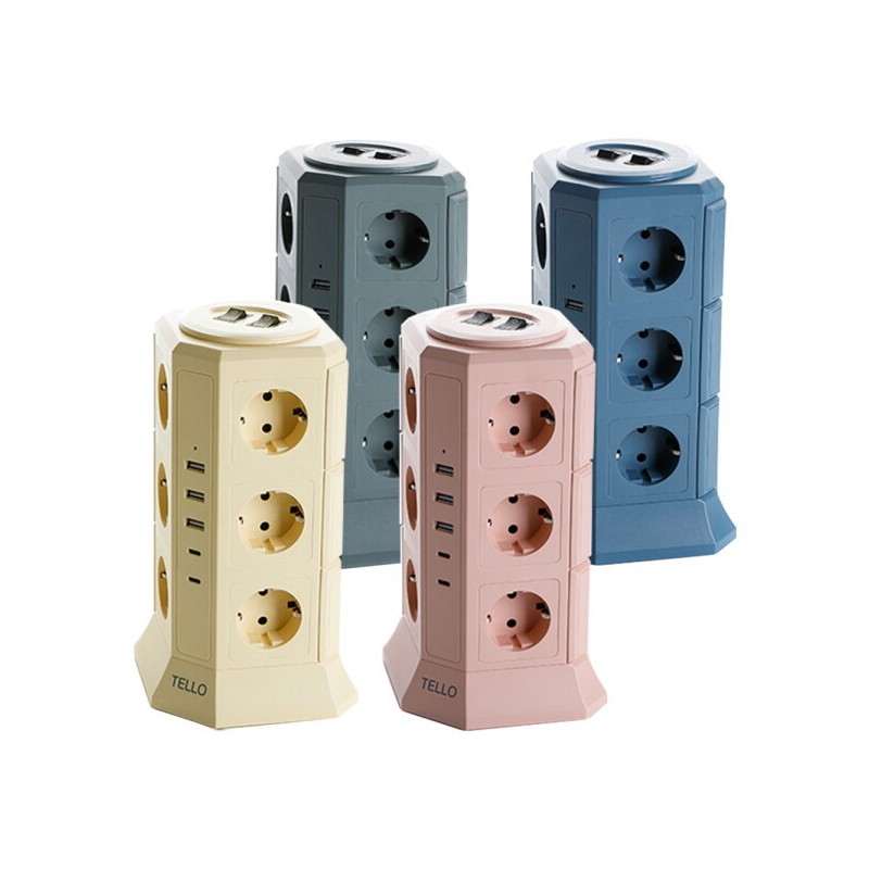 텔로(백) 텔로 usb 타워 멀티탭 에디션 17구 딥블루 Tello (White)
