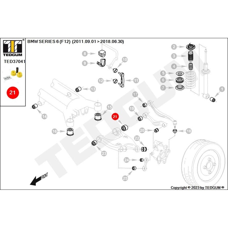 TEDGUM TED37041 POLYURETHANE BUSHING REAR LOWER CONTROL ARM (TO BODY)