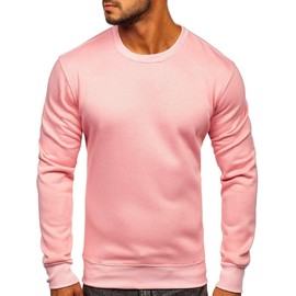 BOLF 1A1 Men's Sweatshirt Pullover Long Sleeve Casual Sport Fitness Outdoor Basic Casual Style (J.style 2001) - Pink(light)_2001, size: xl