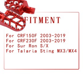NACORE Motorcycle Foot Pegs Pedal Footpegs for CRF150F, CRF230F, CRF250F, XR125L, XR150L, Sur Ron S/X, RED