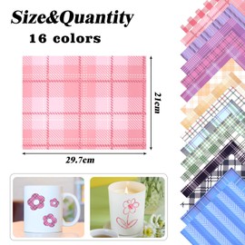 TOAOB 16pcs Sublimation Transfer Sheets Plaid Sublimation Paper 8.27'' x11.7'' Heat Press Transfer Paper for Mug T-Shirts Coaster Bag Keychain DIY Blanks Craft Supplies