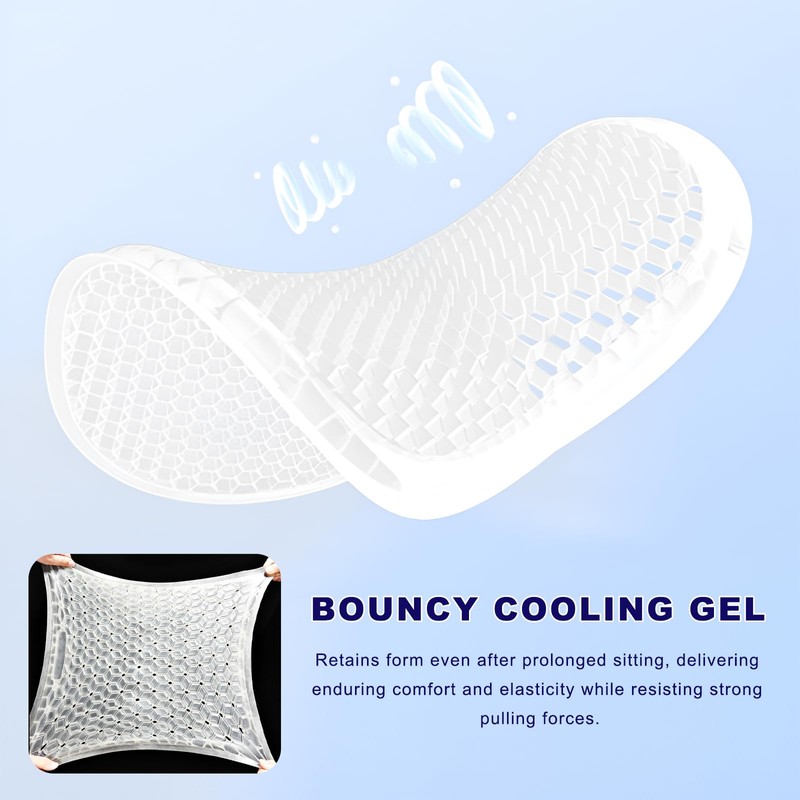 Gel Car Seat Cushion, Non-Slip Front Seat Bottom Cushion Pad,