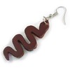 Multicoloured Wooden Snake Drop Earrings/70mm Total Length