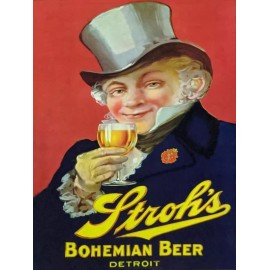 Strohs Stroh's Bohemian Beer of Detroit New Metal Sign: 12 x 16" Large Size