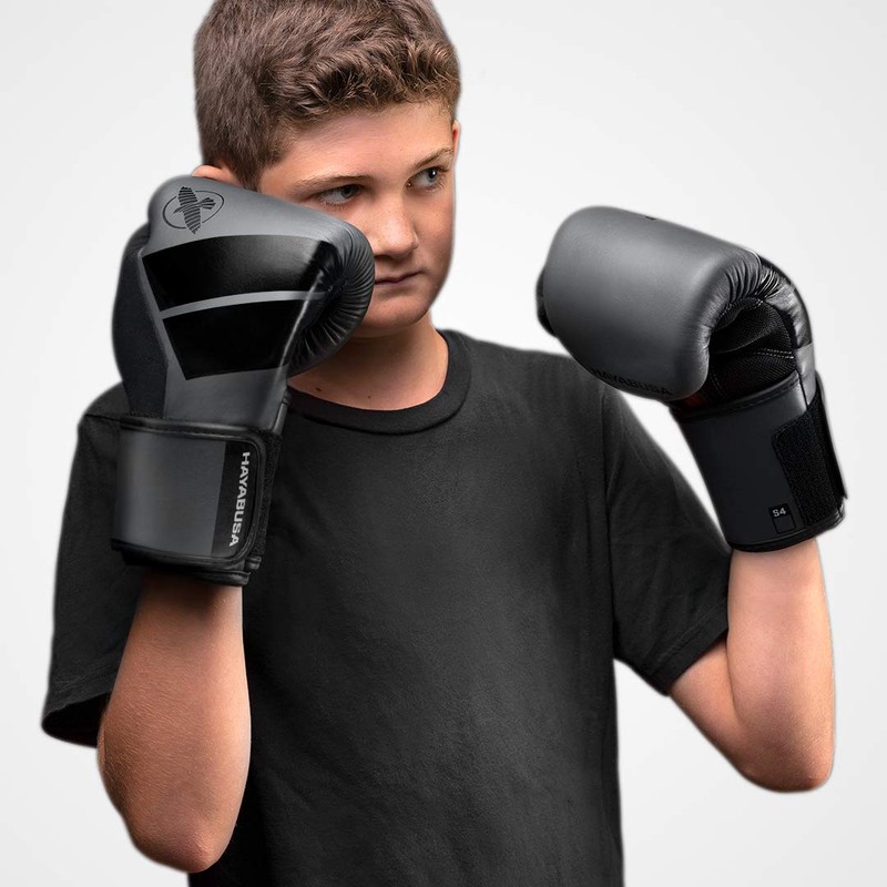 (240ml, Charcoal) - Hayabusa Boxing Gloves Kids S4 Youth Training