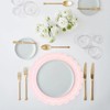 50pcs Pink Disposable Paper Placemats – Scalloped Round Table Place