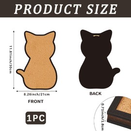 CRASPIRE Cat Pin Cork Board 11.8x8.26In Framed Bulletin Display Badge Wooden Saddle Brown Wall Mounted Memory Memo Brooch Lapel Pin Holder Storage for Home Office School Classroom Wedding Decoration