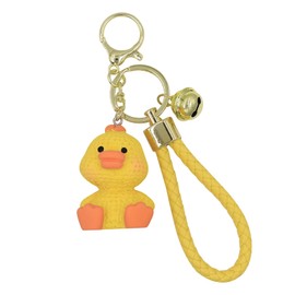 AMPOSSTO Little Yellow Duck Keychain Cute Animal Key Chain Holder Resin Key Organizer Car Pendant Bags Charm