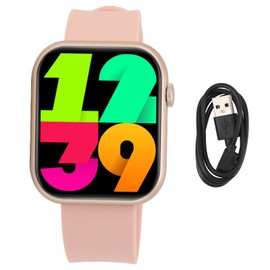 Smart Watch BT Calling Voice Control 2.0inch HD Screen Music Playing Fitness Tracker Smart Watch for Daily Use Pink