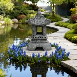 Ancient-style Irregular Resin Lantern Hand-painted Retro Texture Tranquil Outdoor Gardening Setting Accessory Fashion HolidayColor: As picture, Size: One Size