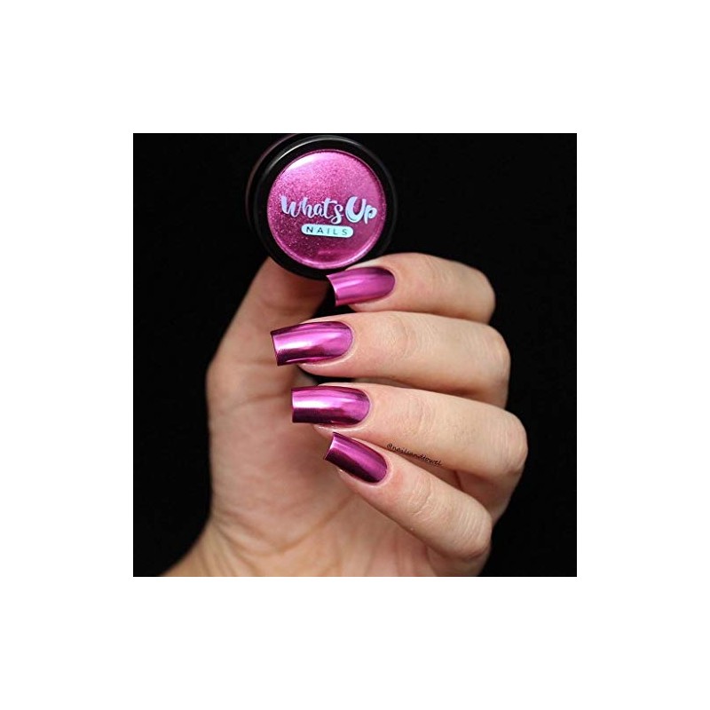 Whats Up Nails - Polvo de cromo fucsia para uñas