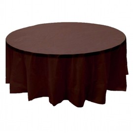 24 pcs (1 case) of Plastic Heavy Duty Premium Round tablecloths 84" Diameter Table Cover - Brown