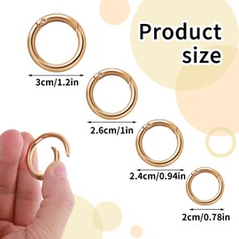 Lusofie 16 Pcs O Ring Clip Spring O Ring Clasp Round Mini Carabiner for Bag Purse Handbag Strap Craft Jewelry Making(Gold Silver)