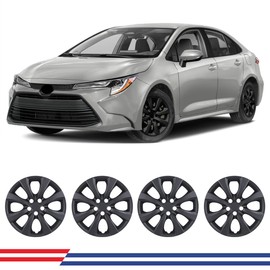 ROXX 4Pcs Set 16inch Wheel Rim Cover Hubcaps Replacement for Toyota Corolla 2020-2025, Toyota Corolla Hybrid 2023-2025(Only Fit for Steel Wheel), Snap On Car Truck SUV Hub Cap(5112, Matte Black)