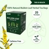 Mullein Tea Bags for Lungs - 20 Teabags (2.47oz/70g), 100%