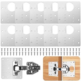 10 Piezas Kit de Reparación de Bisagras de Gabinete y Cajón, Accesorio de Reparación de Placa de Acero Inoxidable con Tornillos y Agujeros