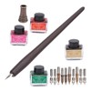 Dip Pen 4-Color Wood Pole Fountain Pen with Replaceable Nib