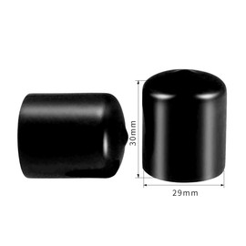 50 Pcs Screw Thread Protectors, PVC Rubber Round Tube Bolt Cap Plastic End Cap Cover Thread Protectors Black, Inner Dia 29mm