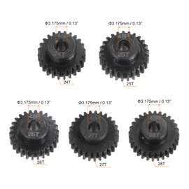 sourcing map 48P Hardened Pinion Motor Gear Set 5pcs 24T 25T 26T 27T 28T Fits 1/8" RC Motor Shaft 48 Pitch Gears for RC Car with Allen Key