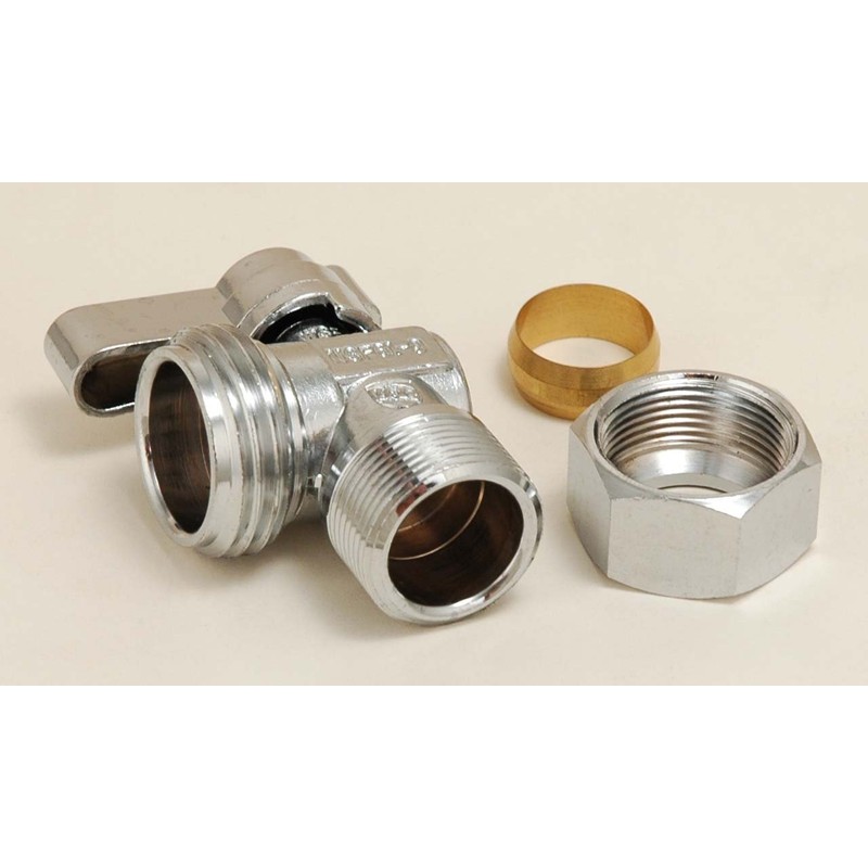 1/4 Turn Ball Pattern Washing Machine Valve, 5/8" OD (Compression)
