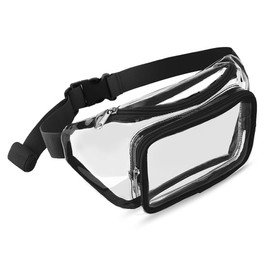 Clear Purses for Women Stadium, Fanny Pack Clear Bag Clear Bag Stadium Approved, Belt Bag Clear Stadium Bag Crossbody Bags for Women Trendy (Black)
