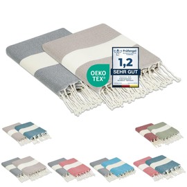 furora Holiday Beach Towel, Large, 100 x 200 cm: Cotton (Set of 2), Light, Long, Thin, Compact, Fouta Beach Towel, XXL, Hammam Towel, Sauna Towel, Women's and Men's Bath Towel, Beach Blanket, Holiday