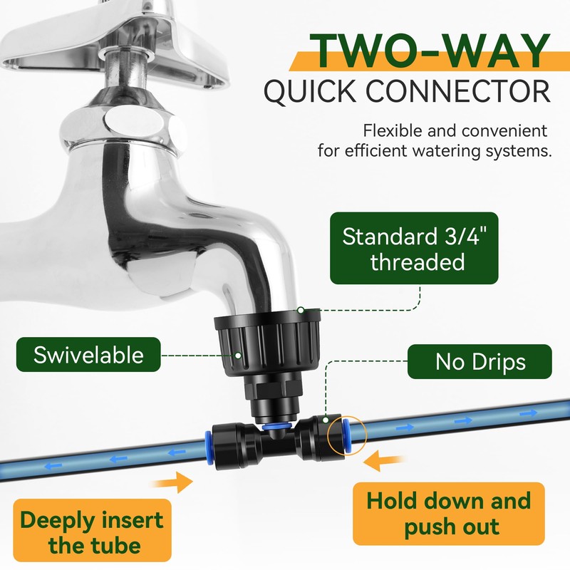 Meonum 65FT Garden Watering System, Quick Connector Drip Irrigation Kit,