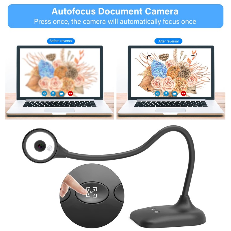 kitchbai Document Camera for Teachers, Webcam and Overhead Camera for