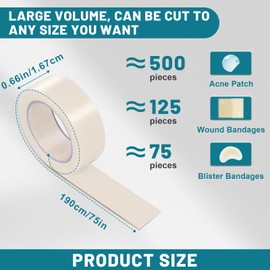 WUYUAN Pimple Patches for Face 0.66in*75in Big Acne Patches Hydrocolloid Roll Acne Pimple Patch Hydrocolloid Patch Bandages for Blemishes