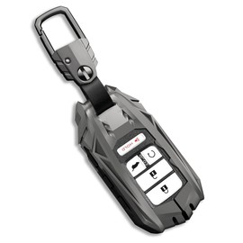 Key Fob Cover Case Metal Shell Smart Key Holder Compatible for Honda Ridgeline CRV Pilot Civic Odyssey Accord JED Spirior, Gray