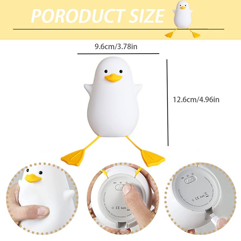 Crtivetoys Cute Seagull Night Light for Bedroom, Animal Silicone Nursery