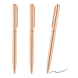 3 PCS Metal Ballpoint Pens, Rose Gold Pen, Metal Pen, Twist-Action, Slim Profile Pens with Black Ink, Ideal for Journaling, Office, and School, Fits Easily in Wallet or Pocket, Durable Gift Set