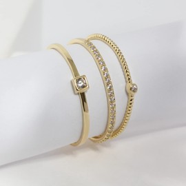 3Pics Sterling Silver Stackable Ring Set Simple Minimalist Thin Stackable Rings Gold Plated Dainty Mix Match Stacking Ring for Women (Gold, 7.75)