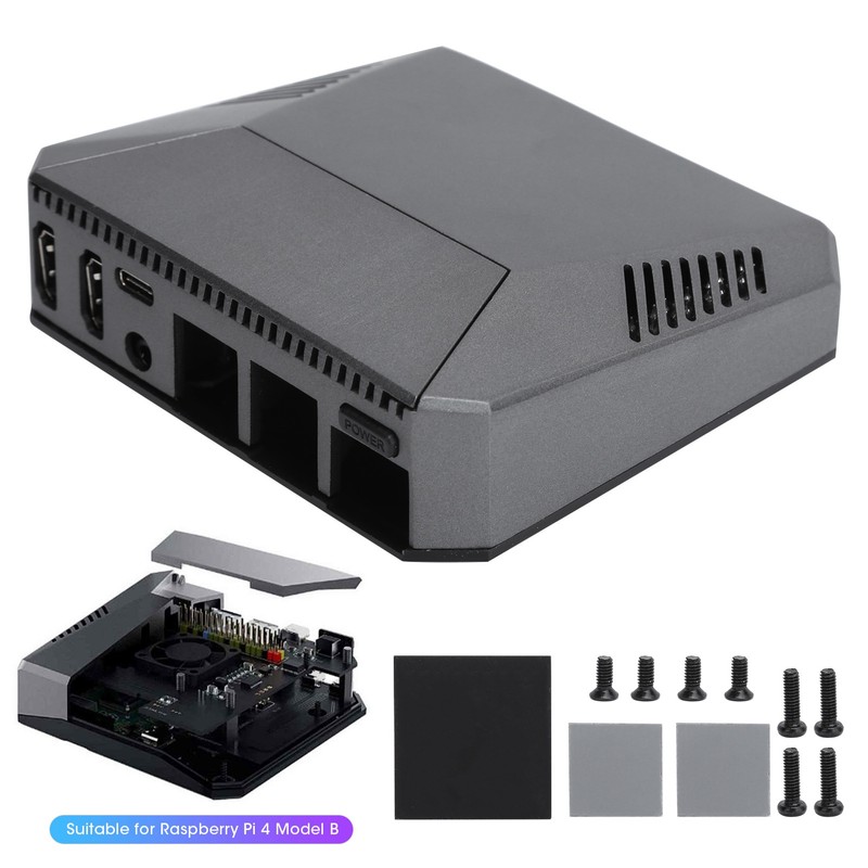 For Raspberry Pi 4B Case Aluminum Alloy Cooling Shell Metal