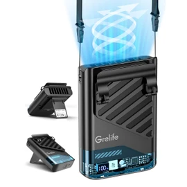 Grelife AI Portable Waist Fan Rechargeable,10000mAh LED Clip Fan,5 Speed 10000RPM 33ft/s Airflow,40H Runtime Hands-Free Neck Fan,Personal Wearable Cooling Fan for Outdoor,Camping,Jobsite,Travel(Black)