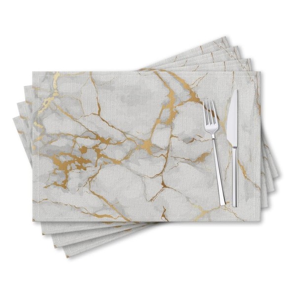 Washable Placemats Set of 4 for Dining Table, Elegant White