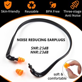 8 Pairs Ear Plugs Banded for Shooting Range Noise Cancelling Reusable Washable Ear Protection with Silicone Tips for Construction Lawn Mowing Welding Worker Shooter Hearing Protection