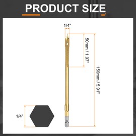 HARFINGTON Spade Drill Bit 1/4" Paddle Flat Bits Wood Hole Cutter with Quick Change 1/4 Inch Hex Shank for Woodworking Fiberglass, Gold Tone