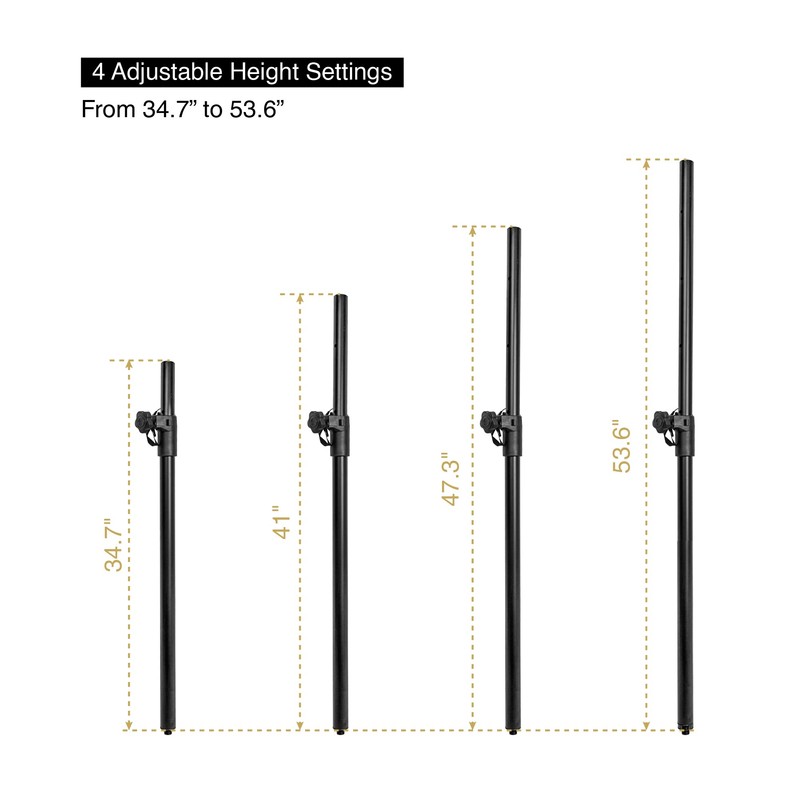 Sound Town 2-Pack Adjustable Height Subwoofer/Speaker Poles (35"-54") with M20