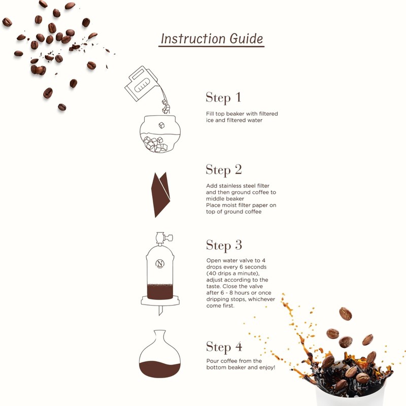 Nispira Cold Brew coffee Maker Ice Coffee Drip Machine with