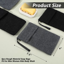 Giantree 6-Pack Exfoliating Soap Bags, Nylon Mesh Soaps Bags, Rich Foaming Bath Soap Dry Soaps Stand Body Scrub Coarse Sponge Bath Sponge for Bathing Suitable for Men and Women (Black + Gray)